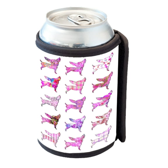 KuzmarK Insulated Drink Can Cooler Hugger - Chihuahua Dog Pink