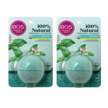 2 Pack EOS Smooth Sphere Evolution Lip Balm Sweet Mint Flavor .25oz