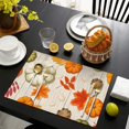 thumbnail image 4 of Pumpkin Maple Leaf Linen Placemats Set Of 4 Thanksgiving Harvest Fall Autumn Durable Linen Placemats 12 X 18 Inch Fall Table Mats for Kitchen Dining Table Mats, 4 of 5