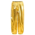 thumbnail image 7 of TiaoBug Boys Girls Modern Hip Hop Jazz Dance Outfit Shiny Metallic Long Sleeve T-Shirt with Pants Set Gold 180, 7 of 7
