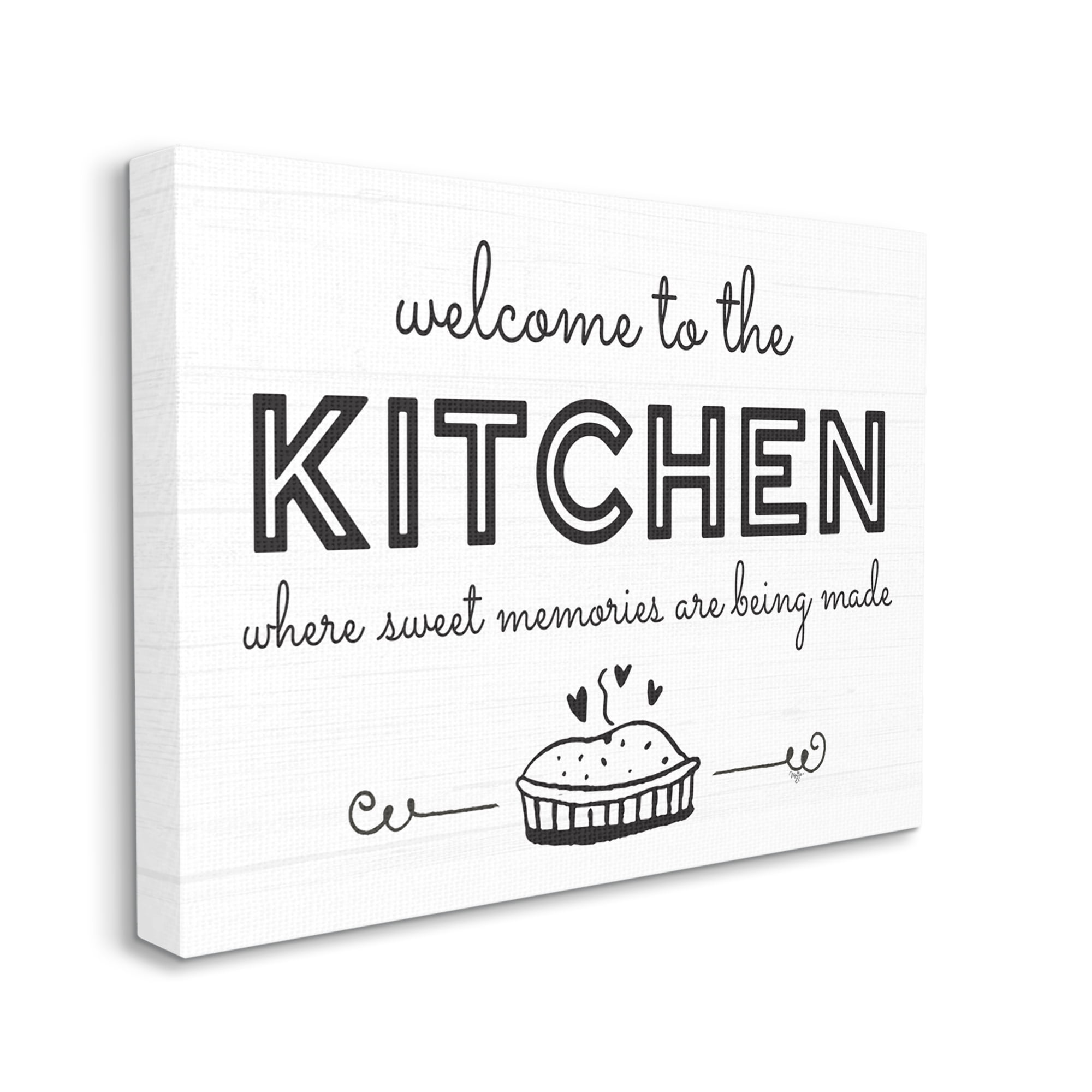 Stupell Industries Welcome to Kitchen Fresh Baked Pie Rustic Phrase Graphic Art Gallery Wrapped Canvas Print Wall Art, Design by Mollie B.