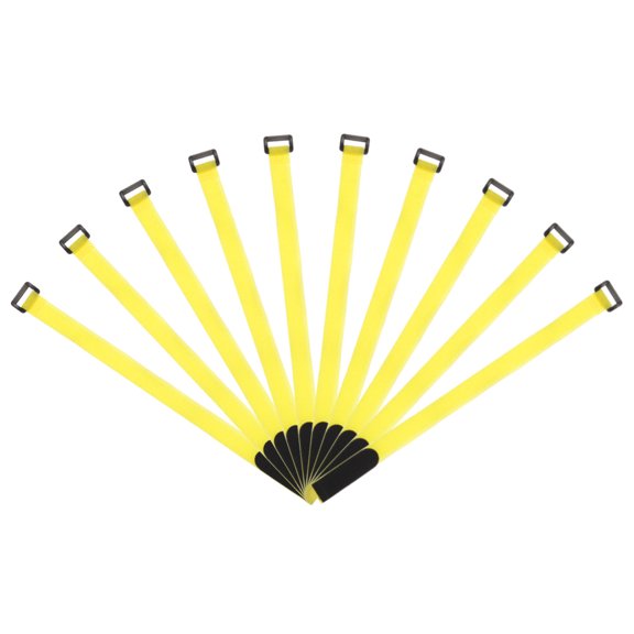 Uxcell Fastening Hook and Loop Cable Tie 16 Inch x 13/16 Inch Reusable with Buckle Yellow 10Pcs