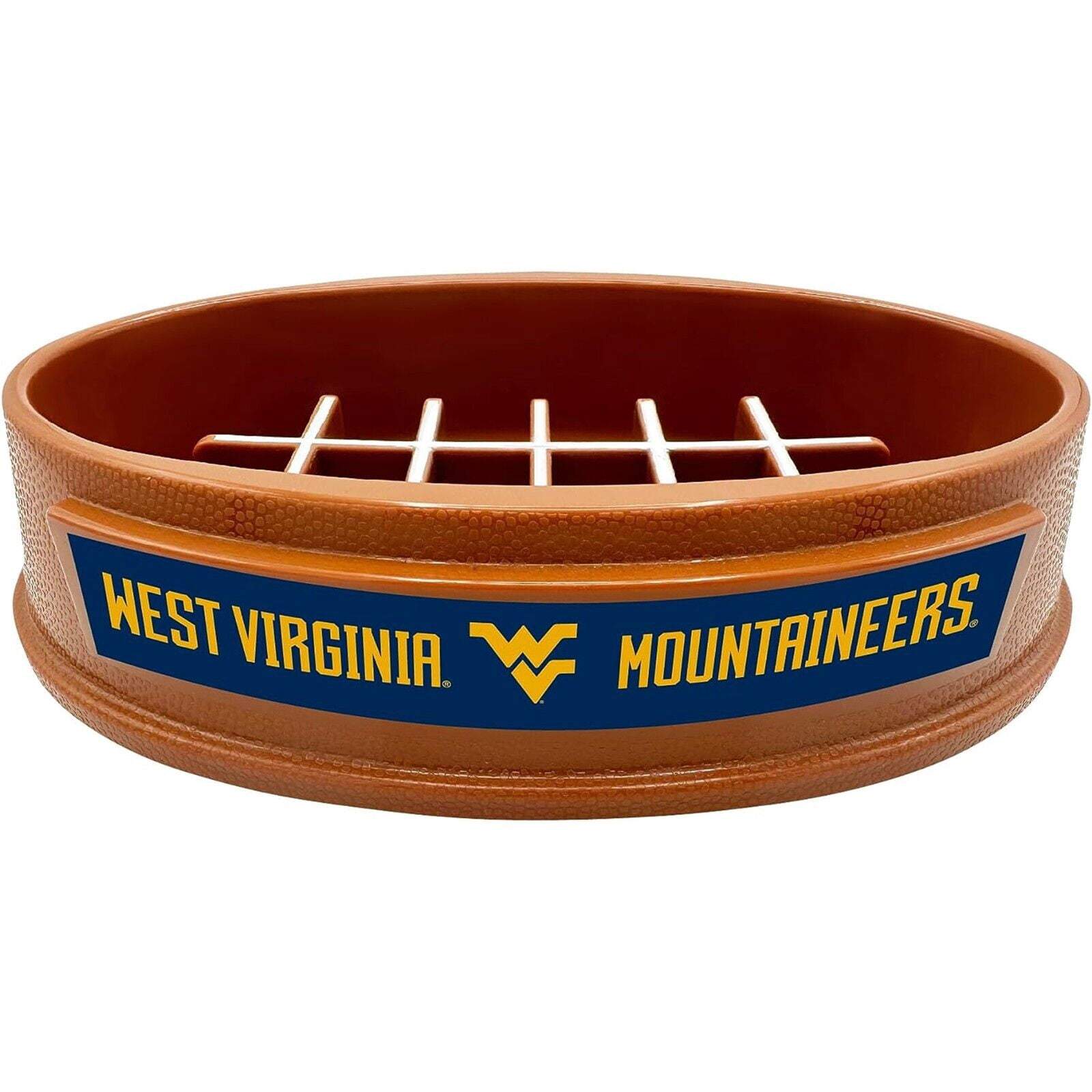 Pets First NCAA West Virginia University Super-Bowl Slow Feeder Bowl for Dogs and Cats with Non-Slip Mat