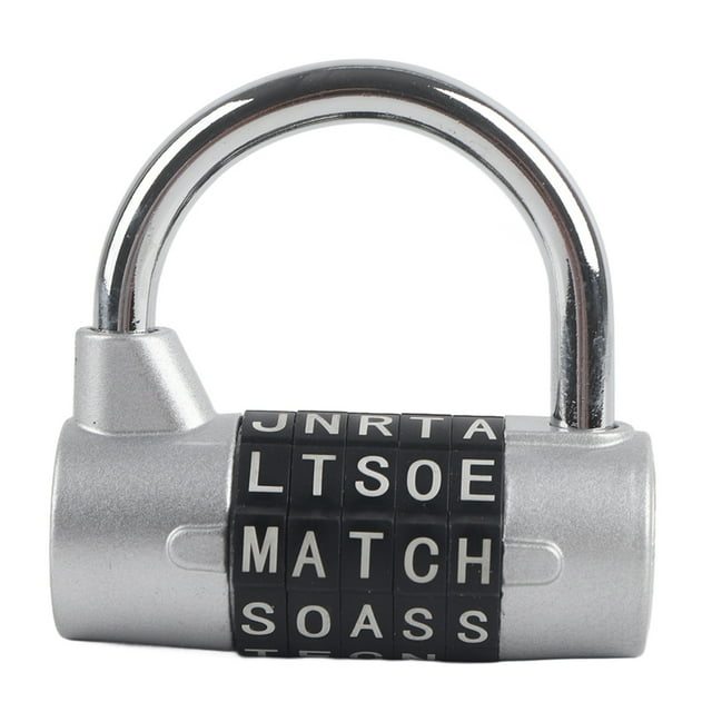Combination Padlock, 5 Letter He avy Duty Alloy Padlock Password 5 Dial Digit Security Word Lock Padlock Luggage Locks 5 Letter Gym Locker Lock Password Lock