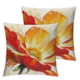 thumbnail image 2 of Acheng Ink Oil Painting Watercolor Red Orange Poppy Flowers Summer Decorative Lumbar Pillowcase Throw Pillow Cover Case Set of 2 Chair Sofa Bed Home Decoration  White, 2 of 6