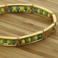 thumbnail image 3 of Bracelet Orula Protection Amulette Babalawo en Perles Vert Jaune en Acier Inoxydable 8 Pouces, 3 of 4