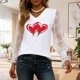 thumbnail image 4 of Xuyuer Valentine Women's Floral Embroidery Sheer Long Sleeves Lace Blouse Romantic Lace Insert V-Neck Blouse, 4 of 6