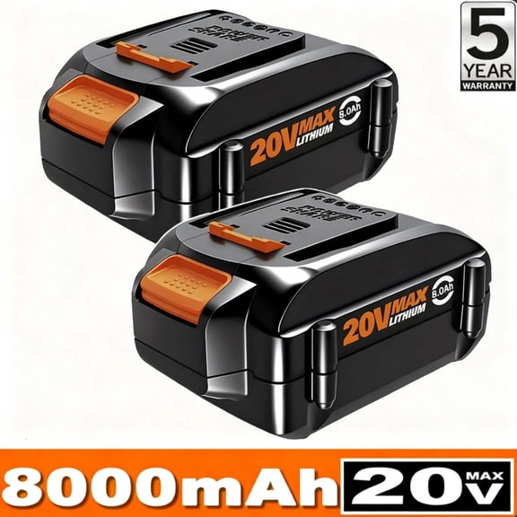 2Pack 8.0Ah Battery Replace for Worx 20 Volt Lithium Ion, WA3520 WA3525 WG151s WG155s WG251s WG255s WG540s WG545s WG890 WG891 Cordless Power Tool Battery