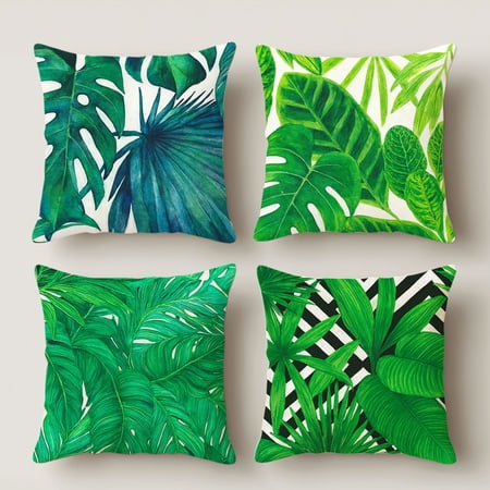 Lavish Cover 18x18 Inch Tropical Leaf Pillow Cover Jungle Cushion Case for Sofa Bedroom No Insert