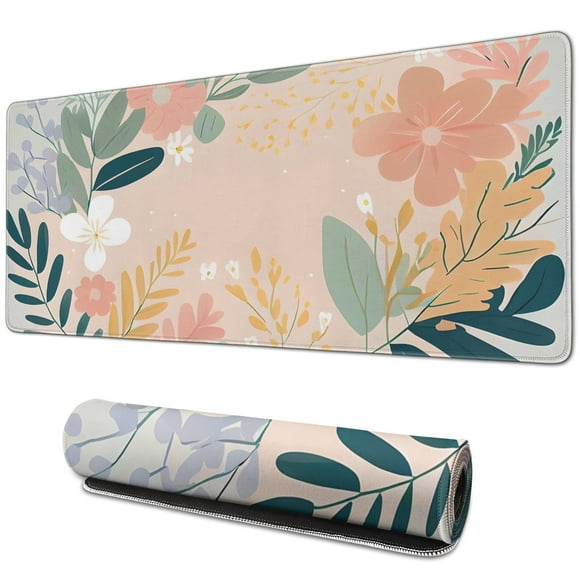 Élégance Fonctionnelle avec Notre Tapis de Souris Art Abstrait / Design Feuilles Boho Moderne / Antidérapant, Imperméable / Accessoire de Bureau Idéal, 31.5x11.8 Pouces