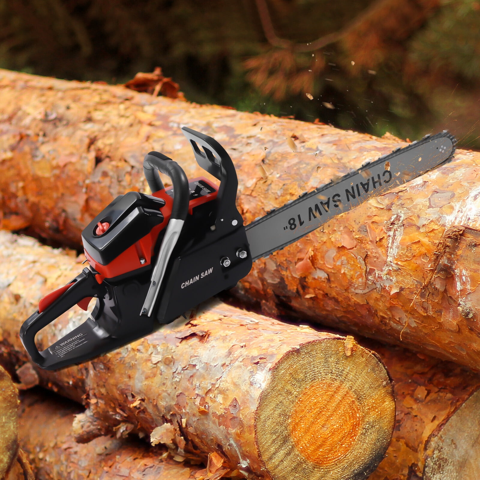 18 Inch Gas Chainsaw, 58cc Gasoline Chainsaw Gasoline Powered Chain Saw Engine Cycle Gasoline Chain Saw Power Head Red