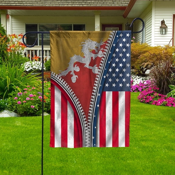 USA Zipper Flag Heritage Show Bhutanese Bhutan Garden Flag, Double-Sided Outdoor Yard Decor 11.5 x 17.5 Inch