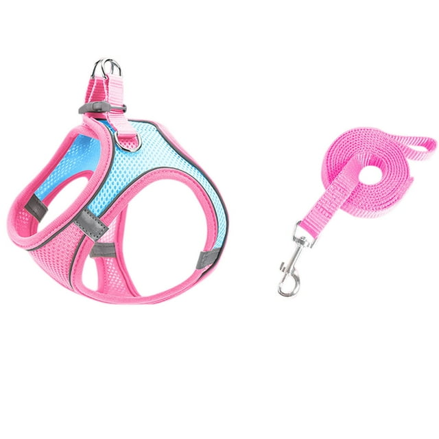 Dsscvnef Soft Small Dog Harness and Leash Set Step in Air Mesh Puppy Harness Leash Easy To Walk Dog Harness Vest Adjustable Reflective No Pull Dog Drag Bag for Disabled Cats Dog Sweaters for Extra Lar