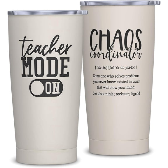 Christmas Teacher Gifts for Women or Men, Teacher Appreciation Gifts, Funny Teacher Gifts from Student, Best Teacher Xmas Gift 20oz Tumbler, Thank You Gifts/Chaos Coordinator Gifts for Teachers