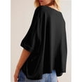 thumbnail image 3 of Women's Sleeve Crewneck T Shirts Loose Casual Summer Tops Comfy Basic Tees, 3 of 5