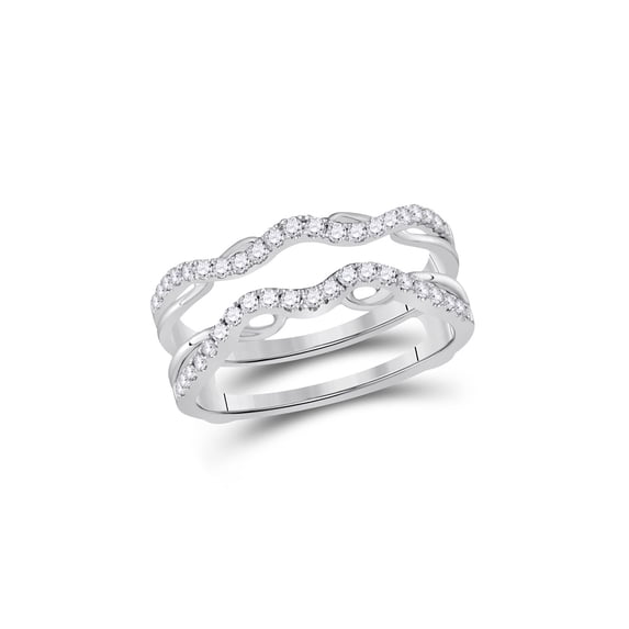 Diamond Princess 14kt White Gold Womens Round Diamond Wrap Ring Guard Enhancer 1/3 Cttw