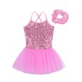 thumbnail image 3 of Raenseen Kids Girls Ballet Tutu Dress Dance Costume Sparkle Sequin Camisole Gymnastics Leotard Dress Pink S, 3 of 5