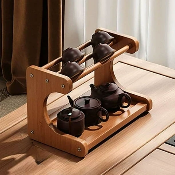 Desktop Shelf Multi Layer Water Cup Cosmetic Small Storage Rack Office Desk Workstation Organizing Layered Display ShelfProduct Description:Feature: Quantity: 1Pcs Colour: Coffee Material: wood
