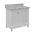thumbnail image 6 of KBC Bella 36" Solid Wood Bathroom Vanity w/ Carrara Stone in White, 6 of 8