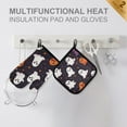 thumbnail image 4 of Yayeee Oven Mitts and Pot Holder Set of 4 Heat Resistant Kitchen Gloves Baking Hot Pad, White Halloween Ghosts, 4 of 5