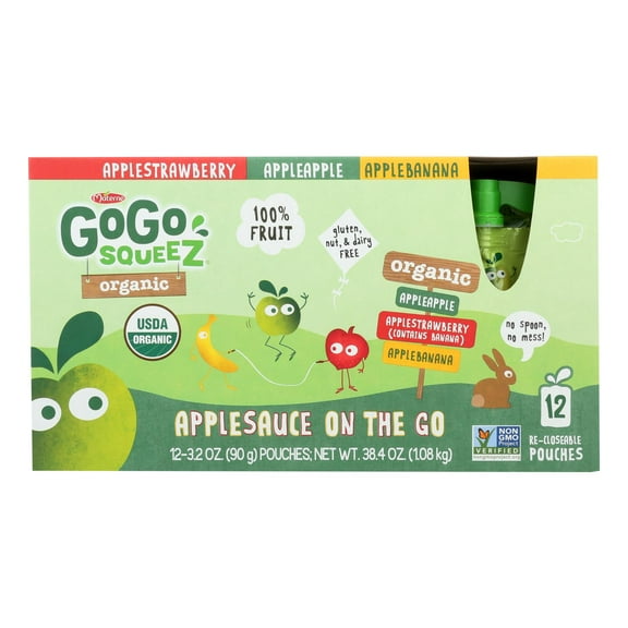Gogo Squeez Gogo - Applesauce - Organic - Variety - Case of 6 - 12 3.2oz