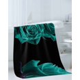thumbnail image 3 of Teal Blue Rose Towel Set of 3, Soft Microfiber Bath Towels, Hand Towel, Washcloths, Vintage Abstract Garden Flower Floral Black Quick-Dry Absorbent Towels for Bathroom Kitchen Hotel Beach Gym Spa, 3 of 7