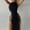 Black, variant on TIHLMK Black Dress Ladies High-Neck Solid Color Slim High-Slit Lace-Up Vest Dress