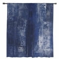 thumbnail image 2 of Navy Blue Semi Sheer Curtains Drapes for Living Room,Bedroom,French Doors Window 45 Inches Long,Retro Oil Painting Modern Abstract Art Aesthetics Rod Pocket Chiffon Curtain Drapery Voile Drape Panel, 2 of 6