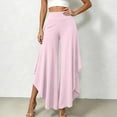 thumbnail image 6 of Tqcoqu Women's Solid High Waist Flowy Wide Leg Pants,Layered Split Hem Pants with Side Pockets,Loose Casual Palazzo Trousers for Summer,Pink Women's S-XXXL, 6 of 7