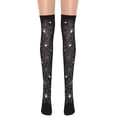 thumbnail image 2 of Penkiiy Bas Cuisses Femmes Filles Imprimé Toile d'Araignée Genou Bas de Fête Bas en Soie Collants Noirs, 2 of 5