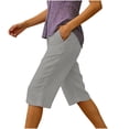 thumbnail image 4 of Yievot Cotton Linen Capri Pants for Women Loose Casual Elastic Waist Summer Beach Vacation Cropped Pants with Back Pockets, 4 of 7