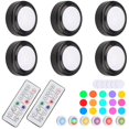 thumbnail image 1 of 6pcs Battery Powered LED Puck Lights with Remote Control Color Changing Under Cabinet Night Lights for Kitchen, Wireless Tap Activated Atmosphere, 1 of 2