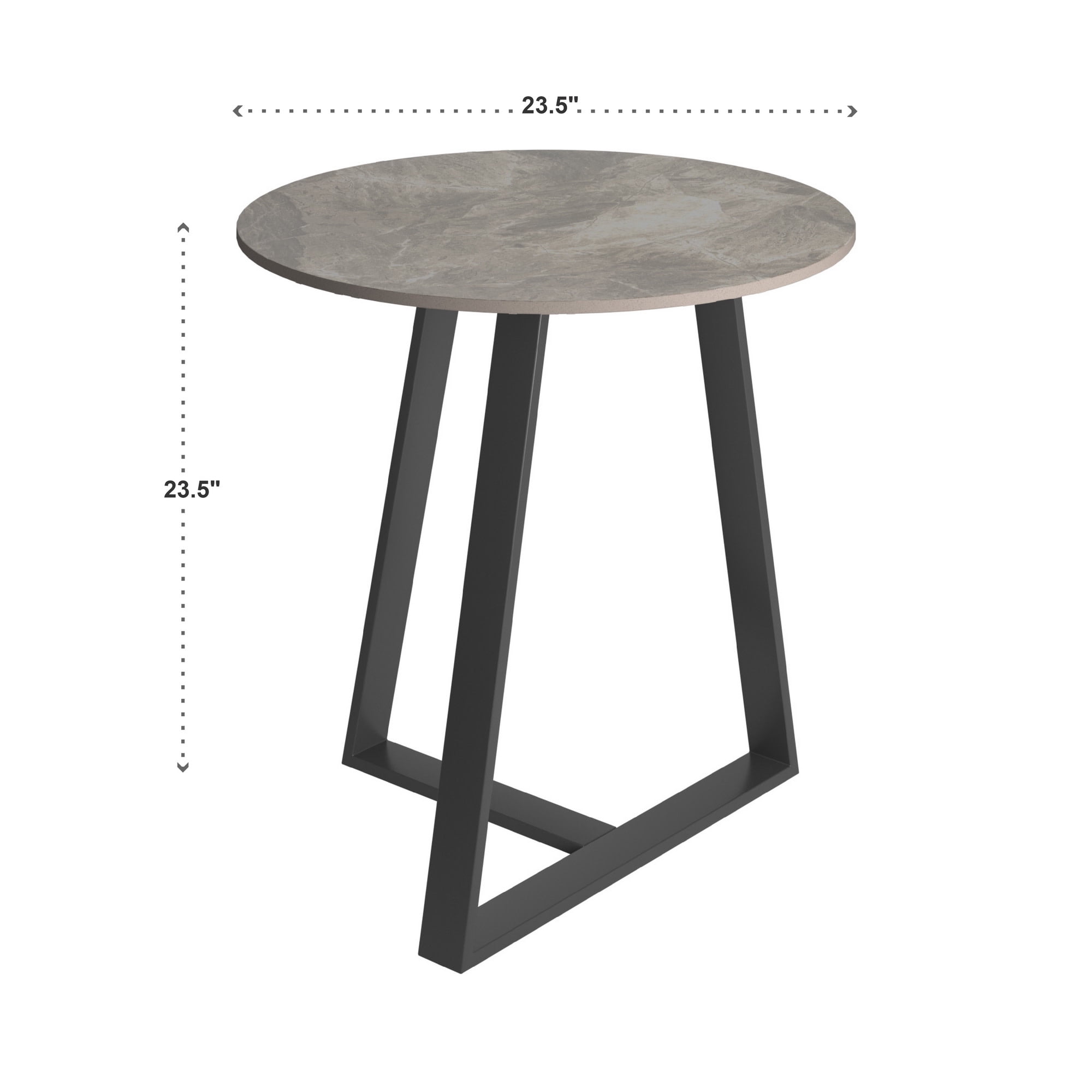 Weston Home Dinant Stone with Grey Metal Base End Table, Grey