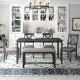 thumbnail image 2 of TREXM 6-Piece Kitchen Dining Table Set Wooden Rectangular Dining Table, 4 Dining Chair and Bench Family Furniture (Espresso), 2 of 9