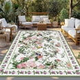 thumbnail image 2 of Pink Spring Floral Outdoor Rug for Patio/Deck/Porch, Non-Slip Large Area Rug 6 x 9 Ft, Elegant Pastoral Flowers Birds Watercolor Indoor Outdoor Rugs Washable Area Rugs, Camping Rug Carpet Runner, 2 of 8