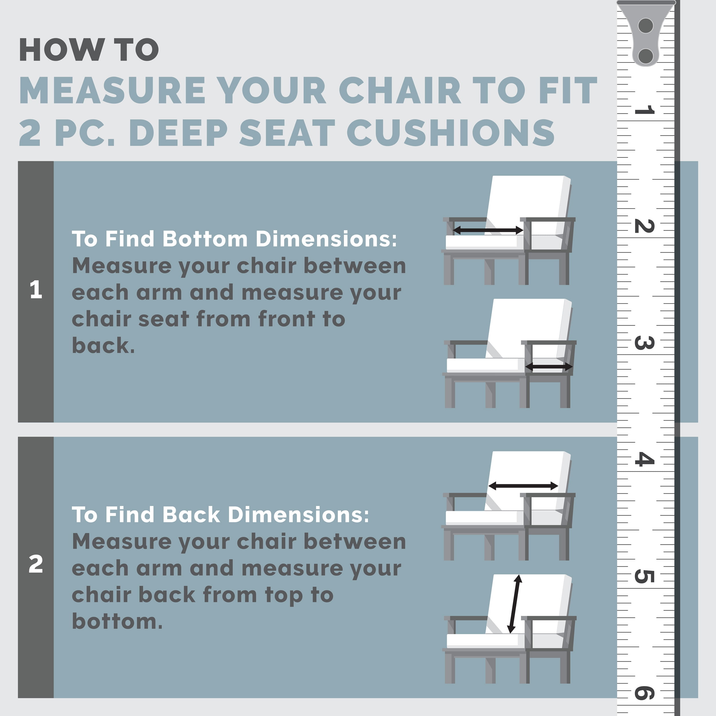 Mainstays 45"L x 22.75"W Tan Rectangle Outdoor 2-Piece Deep Seat Cushion