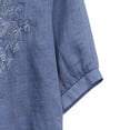 thumbnail image 4 of Ounisa Womens Short Sleeve T Shirts V Neck Cotton Linen Embroidery Retro Loose Fit Floral Stitch Versatile Spring Summer Tops M-2XL, 4 of 5