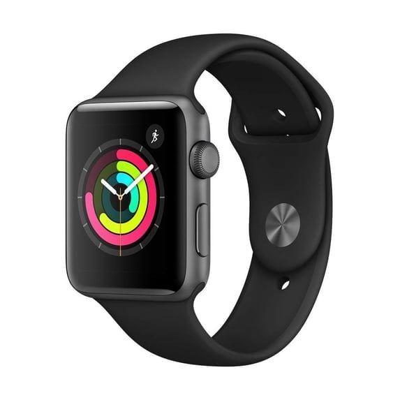 Pre-Owned Apple, Watch Series 3 42mm GPS Only, Space Gray Aluminum Case - Black Sport Band, 1