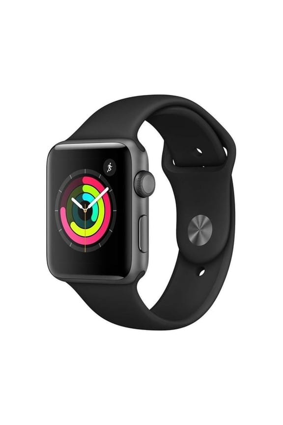 Pre-Owned Apple, Watch Series 3 42mm GPS Only, Space Gray Aluminum Case - Black Sport Band, 1