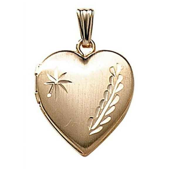 Picturesongold.Com 14K Yellow Gold Filled Small Heart Locket Necklaces Pendants Unisex Adult with chain - 2/3 inch x 2/3 inch