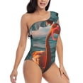 thumbnail image 3 of Pofeuu Swimming Goggled Flamingo Print Women's One Piece Swimsuits One Shoulder Swimwear Asymmetric Ruffle Monokinis Bathing Suits-Medium, 3 of 6