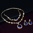 thumbnail image 6 of Shenmeida 4Pcs/set Women Gold Plated Alloy Formal Party Cubic Zirconia Teardrop Bridal Necklace Earrings Necklace Earrings Set, 6 of 6