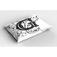 thumbnail image 2 of Ambesonne Letter G Pillow Sham 2 Pack, G Font, 30"x20", Black Grey White, 2 of 3