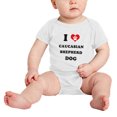thumbnail image 2 of I Heart Caucasian Shepherd Dog Funny Baby Romper (White, 3-6 Months), 2 of 5
