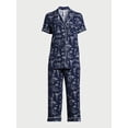 thumbnail image 5 of Joyspun Women's Knit Notch Collar Top and Capri Pants Pajama Set, 2-Piece, Sizes S to 3X, 5 of 5