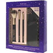 Flower Brush Up! Face, Eye & Lip Brush Set with Brush Roll, 4 pc (Purple)