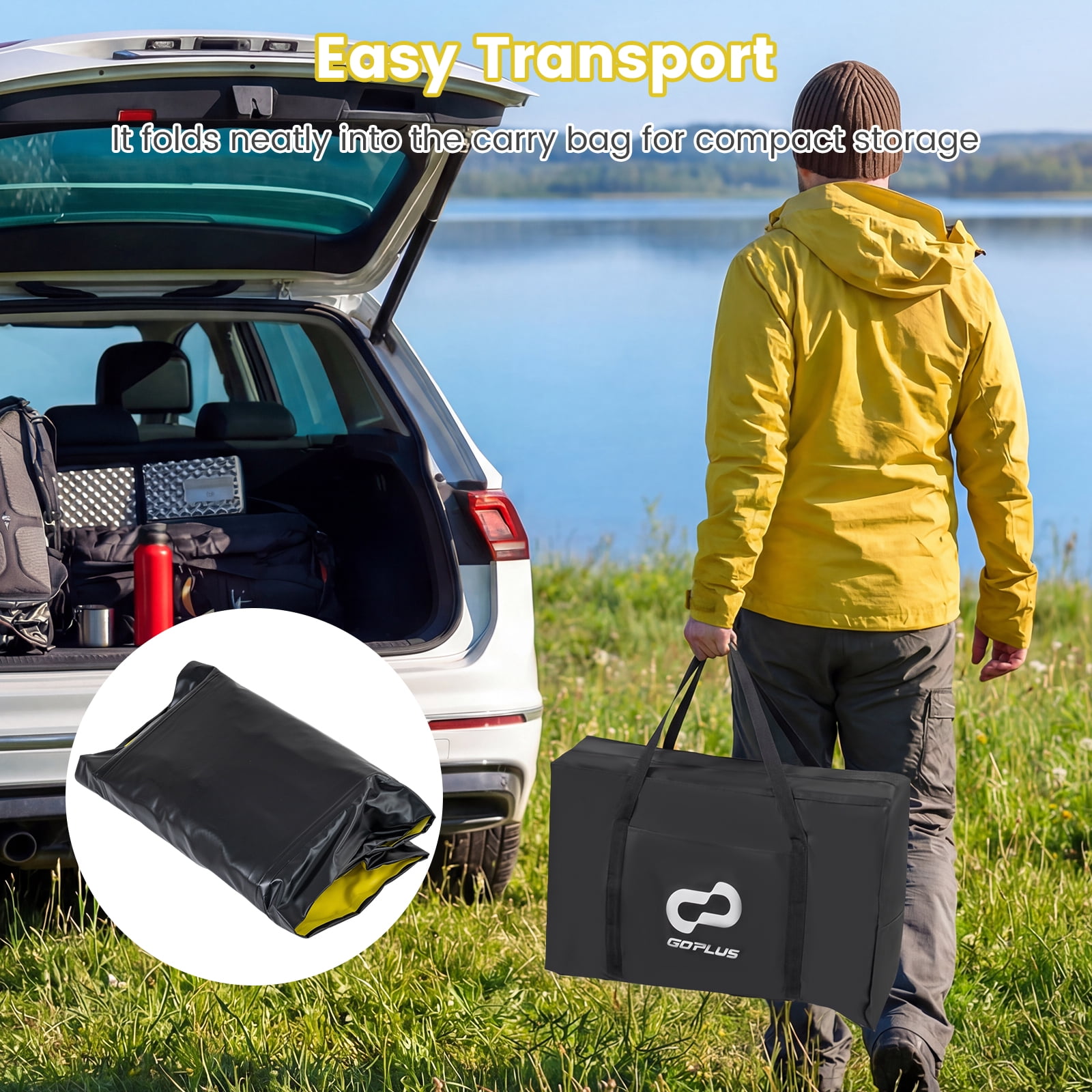 Costway Inflatable Kayak Set Portable 2-person Kayak with Aluminium Oars EVA Padded Seat Yellow