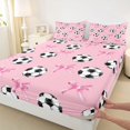 thumbnail image 4 of Manfei Cute Ribbon Bowtie Bed Sheets,American Soccer Full Size Sheets,4pcs,1 Flat Sheet,1 Fitted Sheet and 2 Pillowcases, 4 of 6
