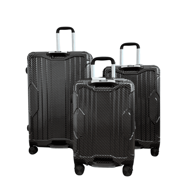 TRAVLR Ensemble de Valises Rigides 3 Pcs à Imprimé Texturé (20 Pouces25 Pouces29 Pouces) Extensible, Anti-Rayures, Huit Roues Silencieuses et Serrure TSA - Noir