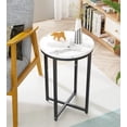 thumbnail image 3 of AWQM Round Side Table, 2-Piece Faux Marble End Table with Metal Frame,Small Coffee Table,Modern Accent Table Nightstand Home Decor for Living Room Bedroom Office,Black+White, 3 of 6